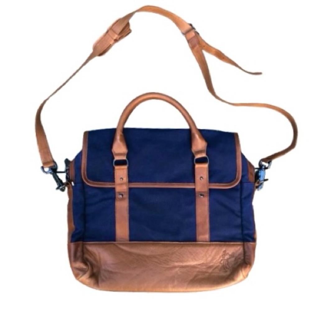 New NWOT Ashworth Golf Waxed Canvas Leather Laptop Messenger Briefcase Bag USA